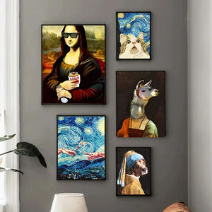 Inovação engraçada moderna de retrato clássico pintura a óleo Poster Wall Art Canvas Print Wall Decoration Hanging Artwork - Product Image 3