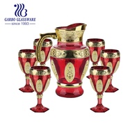 Ensembles de cruches Pichet en verre Personnalité Designs 7pcs Pots et bouilloires en verre à boire 1 cruche en verre et tasses avec poignée et couvercle