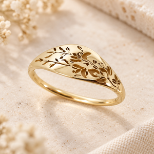 Anello Unisex con Motivo Vegetale, Gioiello Classico per Ogni Giorno - Product Image 3