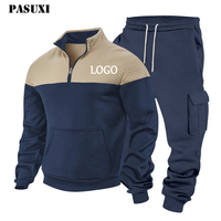 PASUXI Ensemble de survêtement de jogging respirant personnalisé avec fermeture éclair intégrale, vêtements de sport à manches longues, ensemble à capuche pour homme