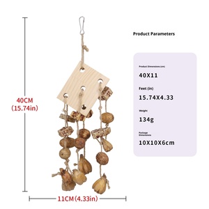 Natuurlijk houten vogelspeelgoed bijtring dennenappel hangende windgong milieuvriendelijke duivenringen binnen buiten - Product Image 6