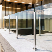 Balustrade minimaliste en verre trempé |   Rampe sans cadre pour balcon, terrasse, escalier |   Colonne en acier inoxydable non perforée