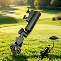 Porte-parapluie de golf 180 °   Support de parapluie rotatif robuste et résistant au vent pour chariot de golf, chariot de courses et poussette