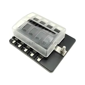 Car Automotive Excavator DC Blade Fuse 10 Way Fuse Box Universal Waterproof ATC /ATO RV 12V Fuse Box House With Cover