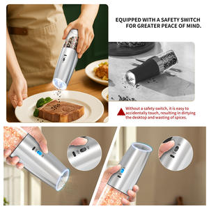 Molinillo de Pimienta Eléctrico KyMQ de 20.1 cm, Botella Ajustable para Moler, para Uso en la Cocina, con Tapa de Plástico y Diseño Recargable - Product Image 2