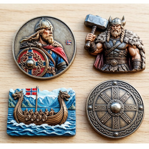 Aimant de réfrigérateur en résine personnalisé, impression 3D, thème renne arctique, église, troll, viking, Kristiansand Norvège, souvenir de voyage nordique - Product Image 2