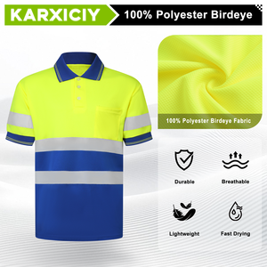 Polo ad Alta Visibilità per Lavoratori Edili - <span class=keywords><strong>Abbigliamento</strong></span> <span class=keywords><strong>da</strong></span> <span class=keywords><strong>Lavoro</strong></span> Traspirante ad Asciugatura Rapida con Strisce Riflettenti <span class=keywords><strong>e</strong></span> Tasca Frontale - Product Image 3