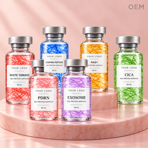 Collection d'ampoules à la protéine de soie, essence de soin du visage 30ml, OEM ODM, étiquette privée, emballage personnalisé, vente en gros, soins de la peau - Product Image 1