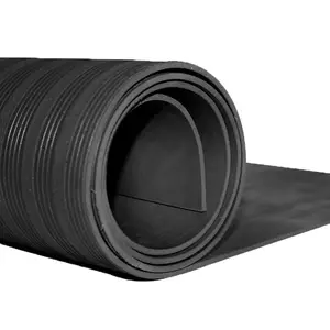 批发黑色Sbr橡胶板定制波纹细肋橡胶垫