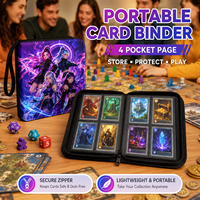 Classeur de cartes personnalisé à 4 pochettes avec fermeture éclair, pages fixes, album en PU pour cartes de jeu de table, rangement de cartes à collectionner, capacité de 160 cartes