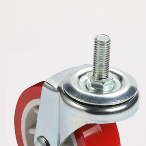 Red Pvc Industrial Caster 3 Inch Rigid Screw Operated Furniture Caster Durable Lightweight - Product Image 2