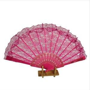 New Arrival Plastic Folding Lace 23cm <b>Hand</b> <b>Fan</b> Wholesale Personalized Old Fashioned <b>Fan</b> for Wedding Decorative - Product Image 1