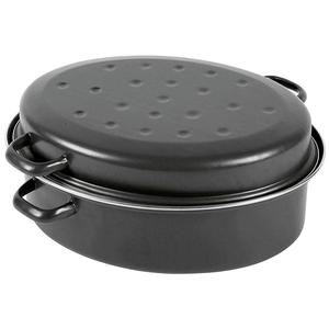 Krüger Gänsebräter ovale 7,5 l Ø 38cm emailliert schwarz mat - Product Image 1