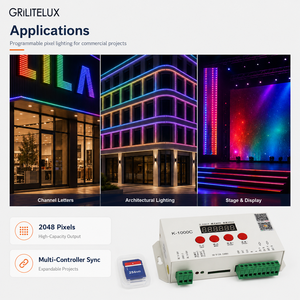 <span class=keywords><strong>Controller</strong></span> LED Pixel K-1000C DC5-24V 2048 Pixel <span class=keywords><strong>1</strong></span> Porta di Uscita Programmabile con Scheda SD per Strisce LED Digitali - Product Image 5