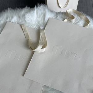 Custom Luxury Pearl Paper Silver Foil <b>Bag</b> with Ribbon Handle Reusable for Promotion Food & Cosmetic <b>Packaging</b> Crafts - Product Image 1