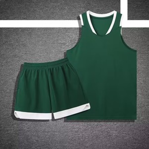 Ensemble de maillot de basket-ball, débardeur sans manches, short, 100% polyester, évacuation de l'humidité, uniforme unisexe pour adultes, logo personnalisé - Product Image 1