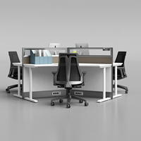 Poste de travail modulaire de style moderne avec cloison de bureau, grand bureau en L avec cadre en aluminium pour école, hôpital, atelier