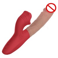 Vibrateur Lèche-langue Télescopique Pénétrant, Godemiché Stimulateur Clitoridien, Vaginal et Point G, Jouets Sexuels pour Femmes