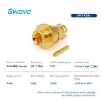 Connecteur RF femelle GPO (SMP) 50 Ohm à soudure, modèle GPO-KB2-1, CuBe plaqué or pour câbles série 086, DC-18GHz Gwave