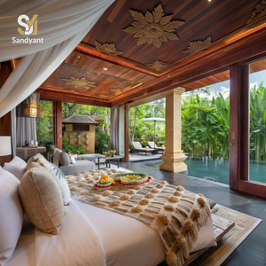 Ensemble de meubles de chambre à coucher en teck de style tropical balinais, sur mesure pour projets hôteliers, villas privées avec piscine, achat en gros - Product Image 2