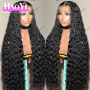 Grosir wig rambut manusia Frontal Full Hd tanpa lem Natural untuk wanita hitam wig gelombang air renda depan wig rambut Virgin mentah - Product Image 3