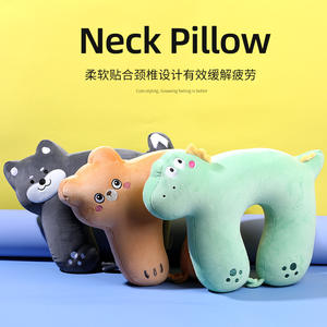 Coussin de voyage en forme de U pour le cou, motif animal mignon, portable, pour la sieste au bureau et l'utilisation en avion - Product Image 1