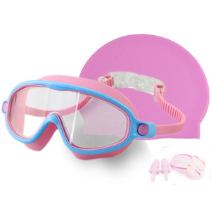 Children's Large <b>Frame</b> Swimming Goggles Set, High-Definition Anti-Fog Swimming Cap, Nose <b>Clip</b>, Earplugs Combo Pack for Boys and - Product Image 1