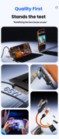 Cable de Datos USB-C de Alta Velocidad de 65 W, Cable PD Tipo C 2 en 1 con Carga Rápida, Cable Trenzado Plegable con Soporte para Teléfono Móvil