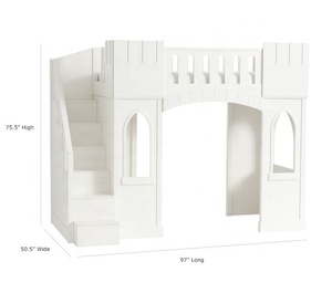 Заводская поставка, современные деревянные детские двухъярусные кровати для девочек, принцесса, замок, лофт, кровать с горкой или лестницей - Product Image 5