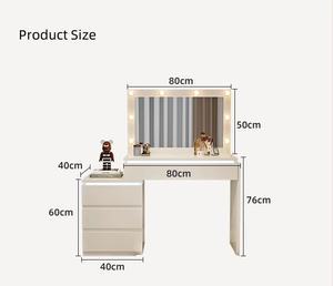 Tocador Moderno de Lujo con Espejo Iluminado LED, Almacenamiento con Múltiples Cajones, Mesa de Maquillaje para Dormitorios de Estilo Europeo/Estadounidense - Product Image 5