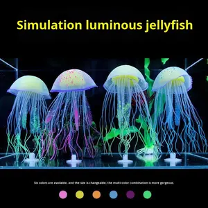 Paquete de Decoración de Paisaje de Acuario con Medusas Simuladas, Plantas Acuáticas de Coral, Medusas de Silicona Fluorescentes Flotantes - Product Image 2