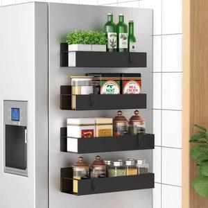 Paquete de 4 estantes magnéticos para especias, organizador de metal para cocina, nevera, pared, armario, con 4 ganchos, venta al por mayor - Product Image 1