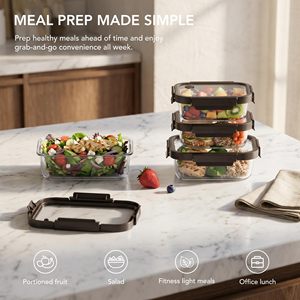 Boîte de conservation alimentaire portable en verre borosilicate pour étudiants avec couvercle compatible micro-ondes et compartiments pour aliments et mouchoirs - Product Image 2