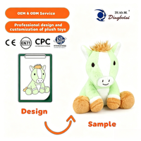 Boneka Kuda Duduk 8 Inci, Rambut Coklat Panjang, Bulu Hijau Lembut, Anggota Badan Lucu, Isi Kapas PP, Hadiah Ulang Tahun, Penghilang Stres