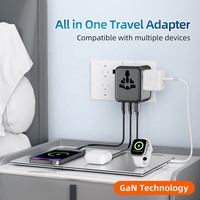 Adaptateur de voyage universel Worldplug tout-en-un 2AC QC PD GaN 20W, adaptateur de prise multi-prises internationale