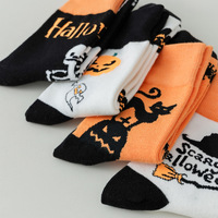 Chaussettes mi-mollet décontractées Halloween, tendance, pour couples, motif dessin animé, polyvalentes, unisexe, automne-hiver, citrouille, sorcière, amusantes, en polyester et coton