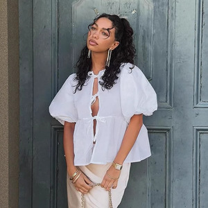 Débardeur sans bretelles en polyester pour femme, col rond, coupe ajustée, respirant, décontracté, à nouer, pour l'été et le quotidien - Product Image 1