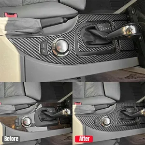 Accessoires de décoration intérieure de voiture pour série 5 E60 2004-07, autocollant de garniture de levier de vitesse de commande centrale en Fiber de carbone - Product Image 2