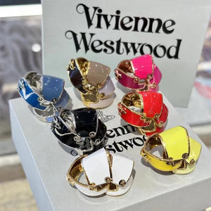 Anillos Saturno de Cuatro Secciones con Circones Multicolor Estilo Punk para Mujer Vivienne, Anillos de Dedo con Acabado en Pintura Dorada y Aleación de Moda - Product Image 1