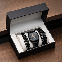 Ensemble cadeau pour homme, montre, bracelet, collier, bague, ensemble de bijoux avec boîte cadeau pour la fête des pères, la Saint-Valentin, Noël, les anniversaires