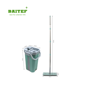 Oem Tùy Chỉnh Sợi Nhỏ Lau Phẳng Với Cực Thép Hộ Gia Đình Làm Sạch Tay Miễn Phí Bóp Ma Thuật Xô Đặt Cho Làm Sạch Sàn Nhà - Product Image 2