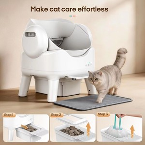 Elecpet Arenero Inteligente Eléctrico Autolimpiable Blanco <span class=keywords><strong>de</strong></span> Techo Abierto 15L con Contenedor <span class=keywords><strong>de</strong></span> Residuos Tuya para Gatos Grande XXL - Product Image 5