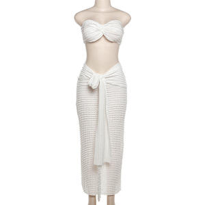 Zomer 2025 dames 2-delige rokset, modieus sexy tube top en maxi rok, strandvakantie outfit, tweedelig set - Product Image 2