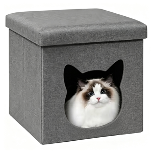 Bestseller Katzenzubehör-Anbieter Zusammenklappbares Atmungsaktives Katzentunnel-Bett 2 Würfelförmige Burg-Box Katzenhaus - Product Image 1
