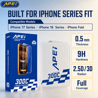 APEI Full Clear 0.5mm Super X Verre trempé sans bordure ESD 300cc Film de protection d'écran en verre pour iPhone Duo 17 18 Pro Max