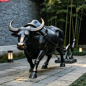 Sculpture YOUFINE en bronze grandeur nature d'un cowboy sur un buffle, statue traditionnelle chinoise pour la décoration de nouvelle villa chinoise ou de cour. - Product Image 2
