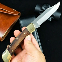Couteau de poche tactique pliant 112 à lame pointue, manche en bois coloré, pour survie en extérieur, camping, chasse, outil EDC - Grande Vente