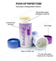 Tube en papier personnalisé pour baume à lèvres, déodorant, parfum solide |   Emballage cosmétique en carton écologique, recyclable et biodégradable