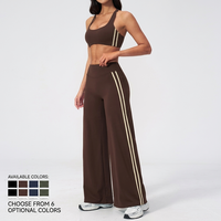 Conjunto de Yoga sin Costuras, Conjunto de Yoga Moldeador sin Costuras para Mujer, Leggings Suaves con Corte Acampanado, Cintura Alta, Secado Rápido, Transpirable, 2 Piezas