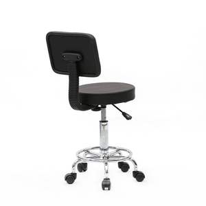 Db Modern Round Adjustable Styling Chair Pu Leather Salon Stool With Back Aluminum Base For Beauty Salons Barber Chair - Product Image 1